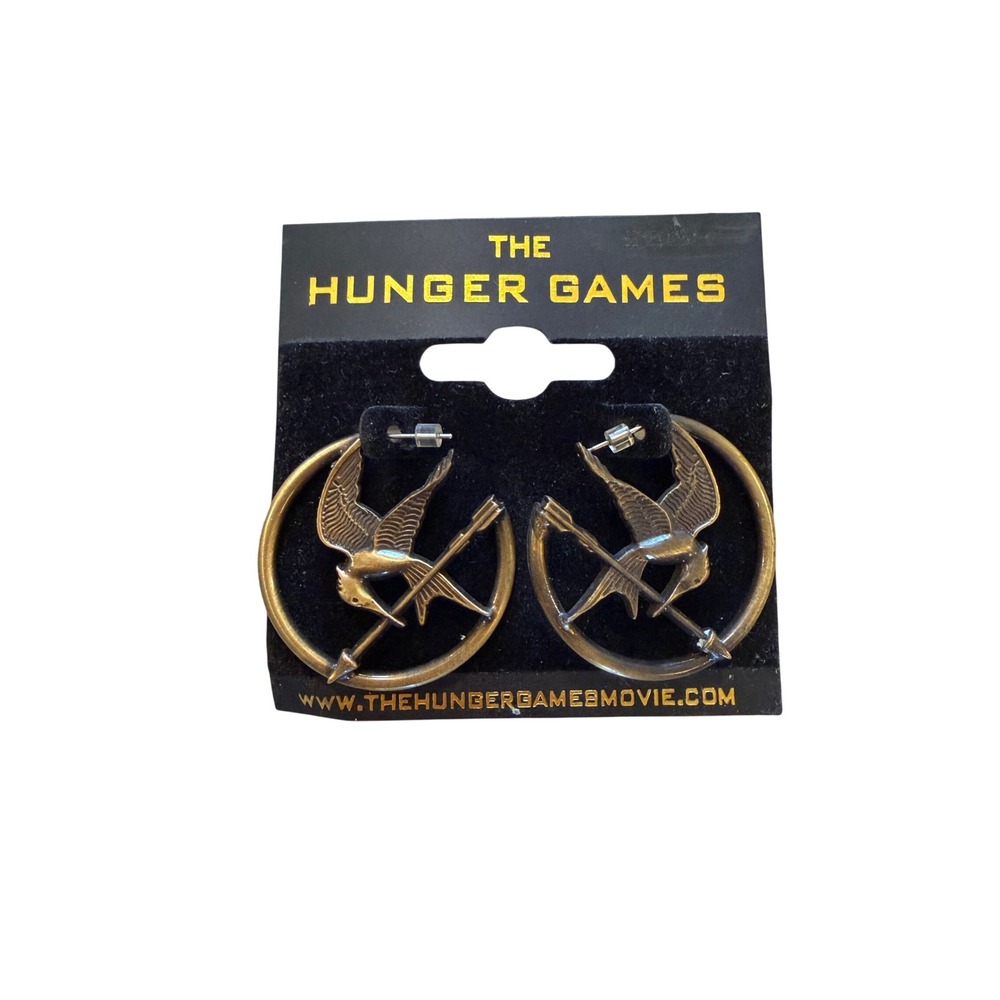 The Hunger Games Mockingjay Hoop Earrings Bronze Tone Lionsgate 2012 Movie Merch